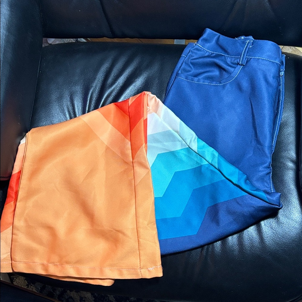 Vibrant Blue and Orange Flare Pants